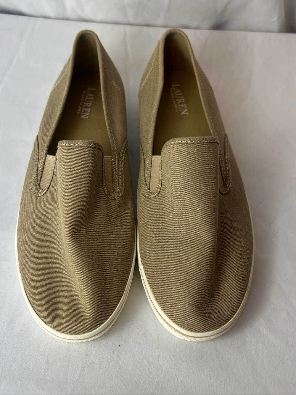 Lauren Ralph Lauren Men’s Khaki Canvas Slip-On Loafers